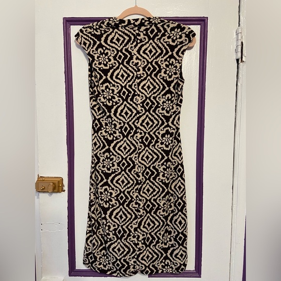 En Focus Studio Dark Browb & Beige Geometric Print Dress - Size 6 - Picture 3 of 4